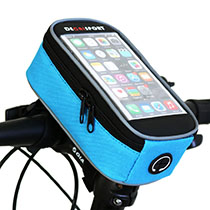 Waterproof Bicycle Top Tube Phone Bag, Touch Screen Bike Frame Mount Bag for Smartphones up to 6.5", MTB Road Cycling Handlebar Pouch with Headphone Hole