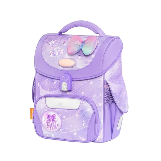 Dreamy Purple Bowknot Moon Star Design Ergonomic School Bag Kids Backpack for Girls